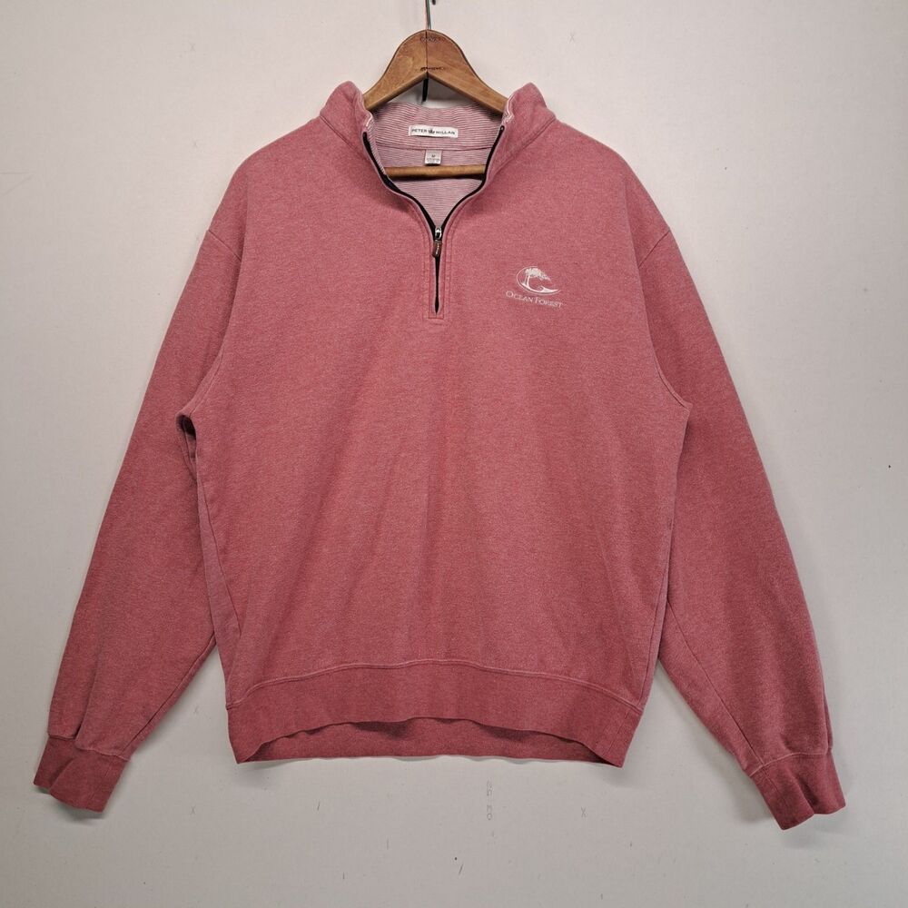 Peter Millar Quarter Zip Ocean Forest Country Club Medium Golf Pullover Cotton